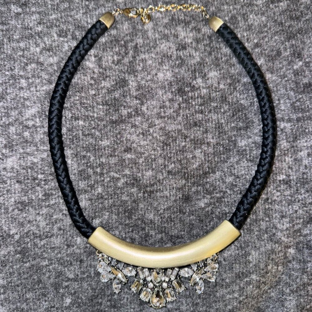 Loft Navy Blue and Gold Crystal Statement Necklace